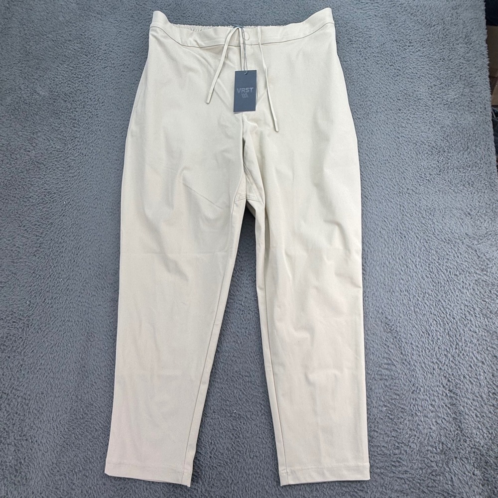 VRST Limitless Slim Taper Pant‎ Mens XL Khaki Sand Drawstring Ankle Tech Pants